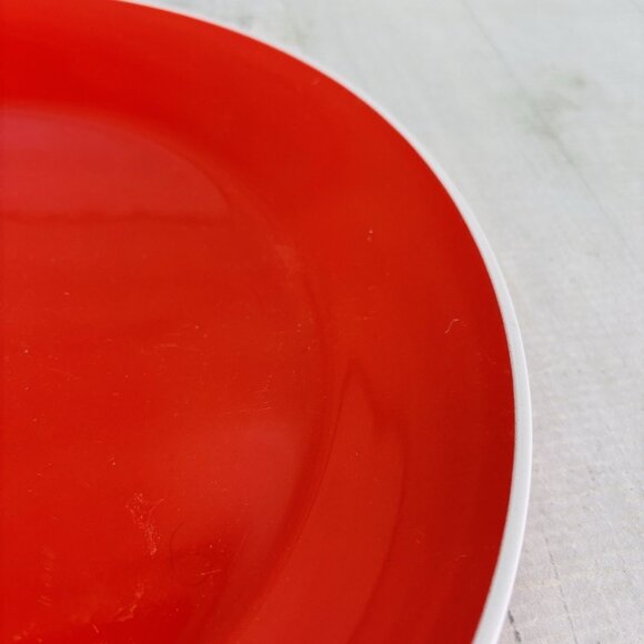 Room Essentials ANGLED RIM ORANGE FLAME White Trim Stoneware Dinner Plates Set 3 - Picture 11 of 16